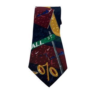 Keeps USA | Men's Blue Abstract Wall Street Stocks Polyester Neck Tie